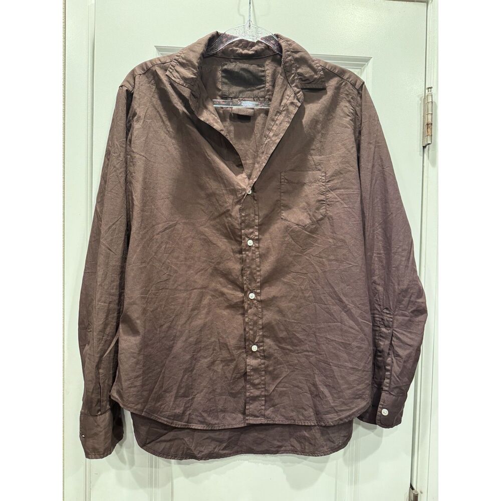 Frank & Eileen Eileen Button Down Shirt S Brown Relaxed Long Sleeve